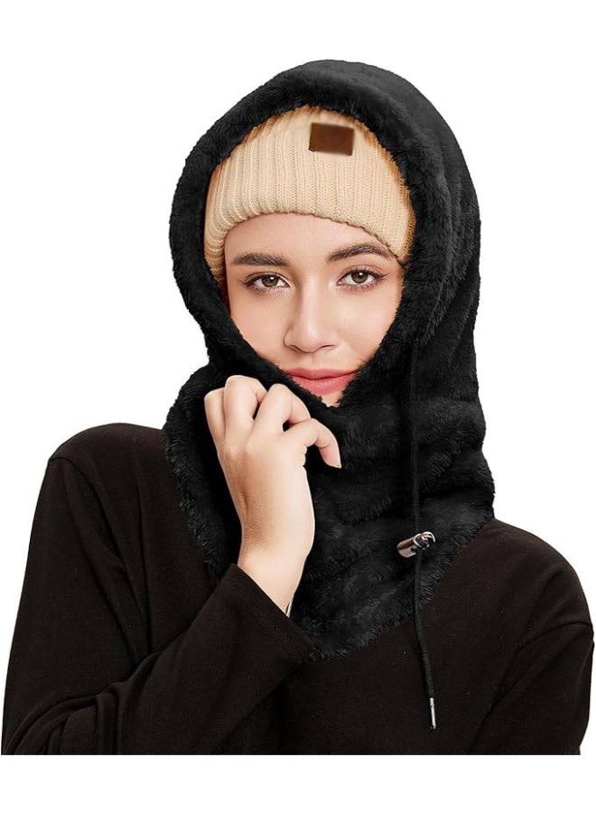 CLENEA Balaclava Winter Ski Mask for Men Women, Fleece Face Mask, Women Hat Neck Windproof Hooded Scarf, Cold Weather Warm Face Cover - Image 2